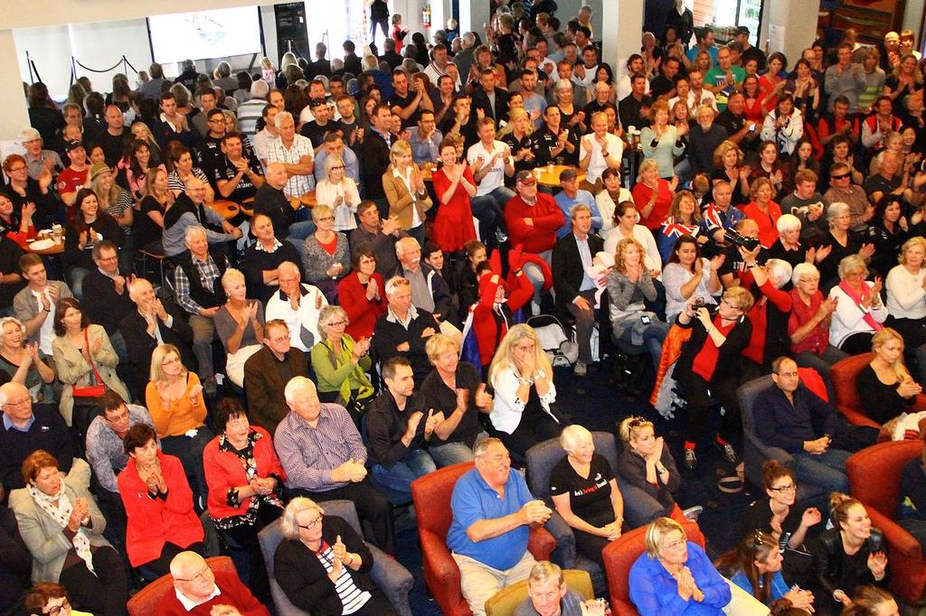 America’s Cup Day 10 Royal New Zealand yacht Squadron fans watch the first Race 13 © Richard Gladwell www.photosport.co.nz